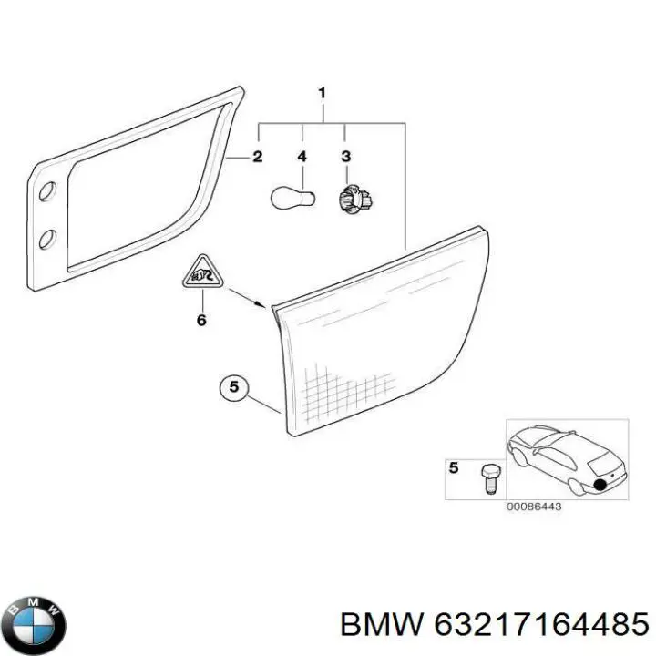 63217164485 BMW lampa zespolona tylna lewa wewnętrzna