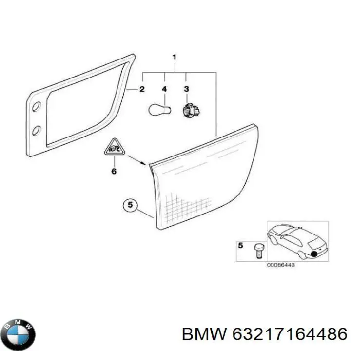 63217164486 BMW lampa zespolona tylna prawa wewnętrzna