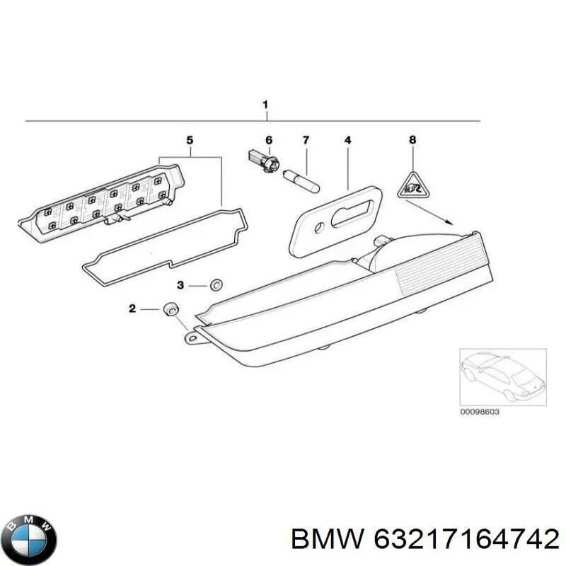 Lampa zespolona tylna prawa wewnętrzna do BMW 7 (E65, E66, E67)