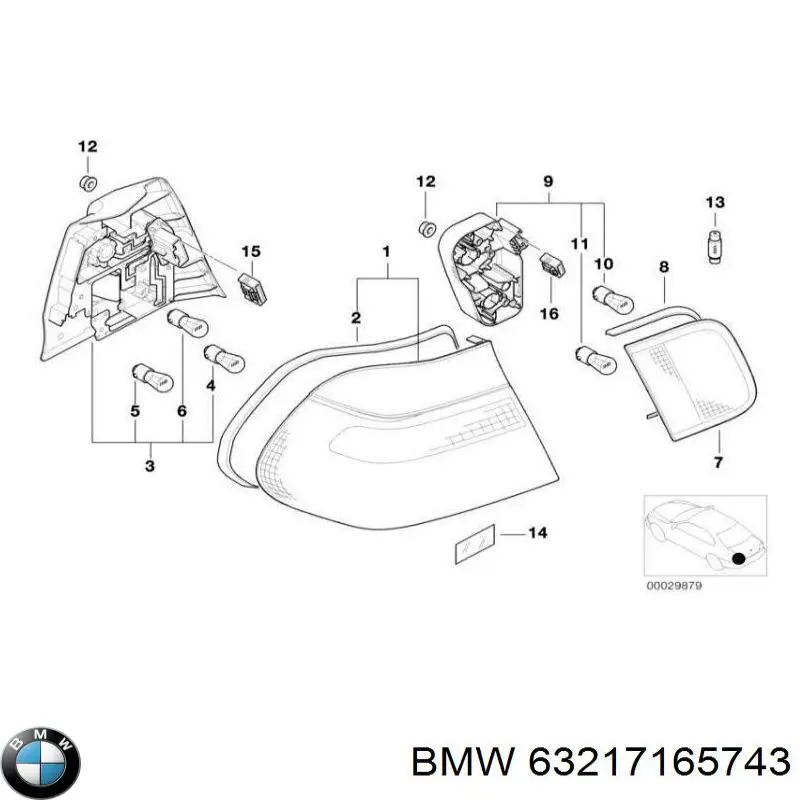 Do koszyka 63217165743 BMW Gniazdo lampy zespolonej tylnej