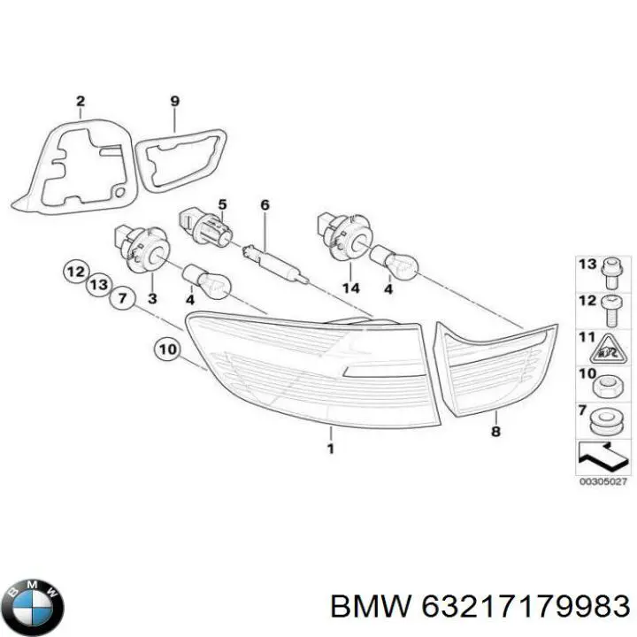 63217179983 BMW lampa zespolona tylna lewa zewnętrzna