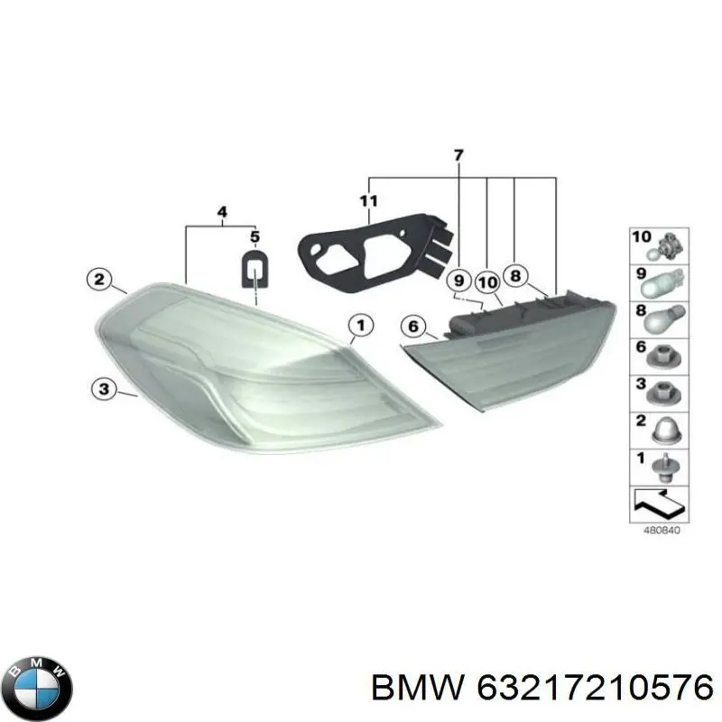 63217210576 BMW Lampa zespolona tylna prawa zewnętrzna