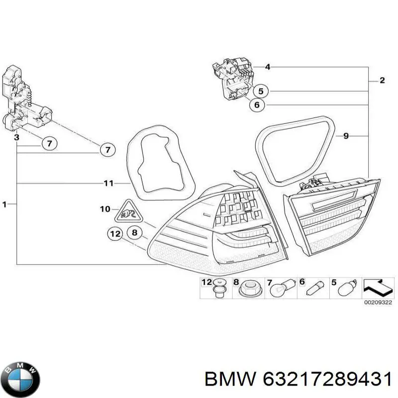 Lampa zespolona tylna lewa zewnętrzna BMW 63217289431 cena, od 160,04 USD