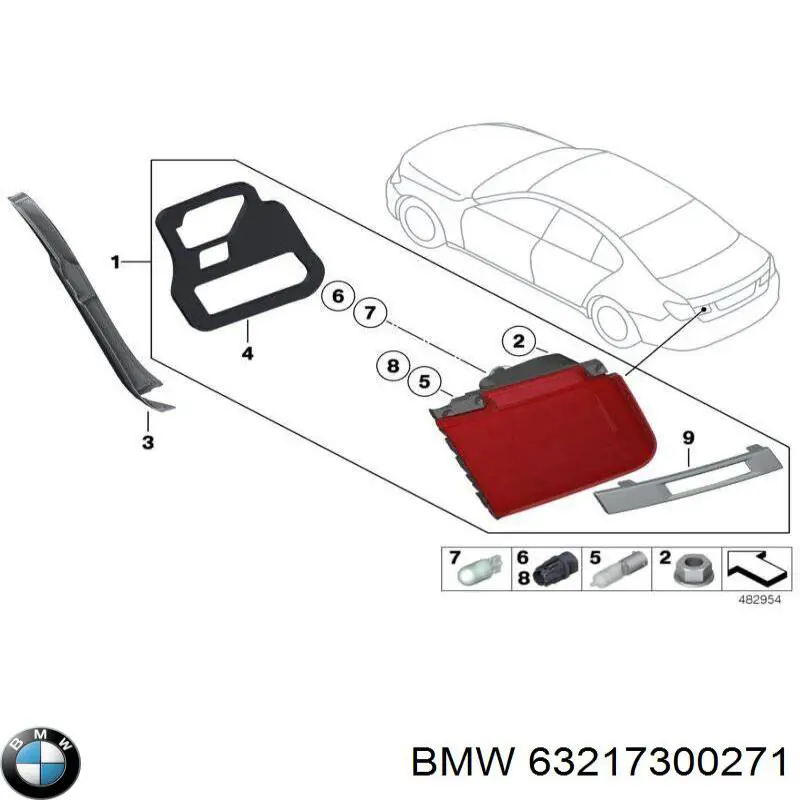 Lampa zespolona tylna lewa wewnętrzna do BMW 7 (F01, F02, F03, F04)