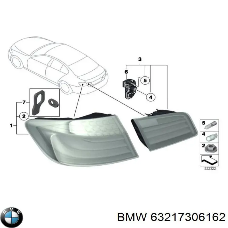 63217306162 BMW lampa zespolona tylna prawa zewnętrzna