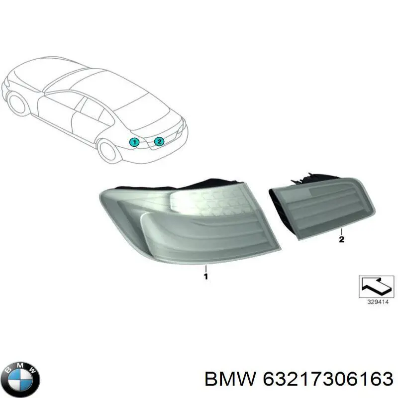 Lampa zespolona tylna lewa wewnętrzna BMW 63217306163 cena, od 149,83 USD