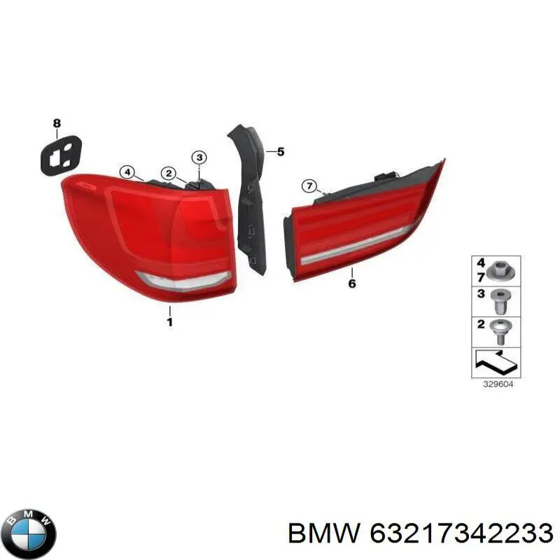 Nakładka lampy zespolonej tylnej lewej BMW 63217342233 cena, od 12,55 USD