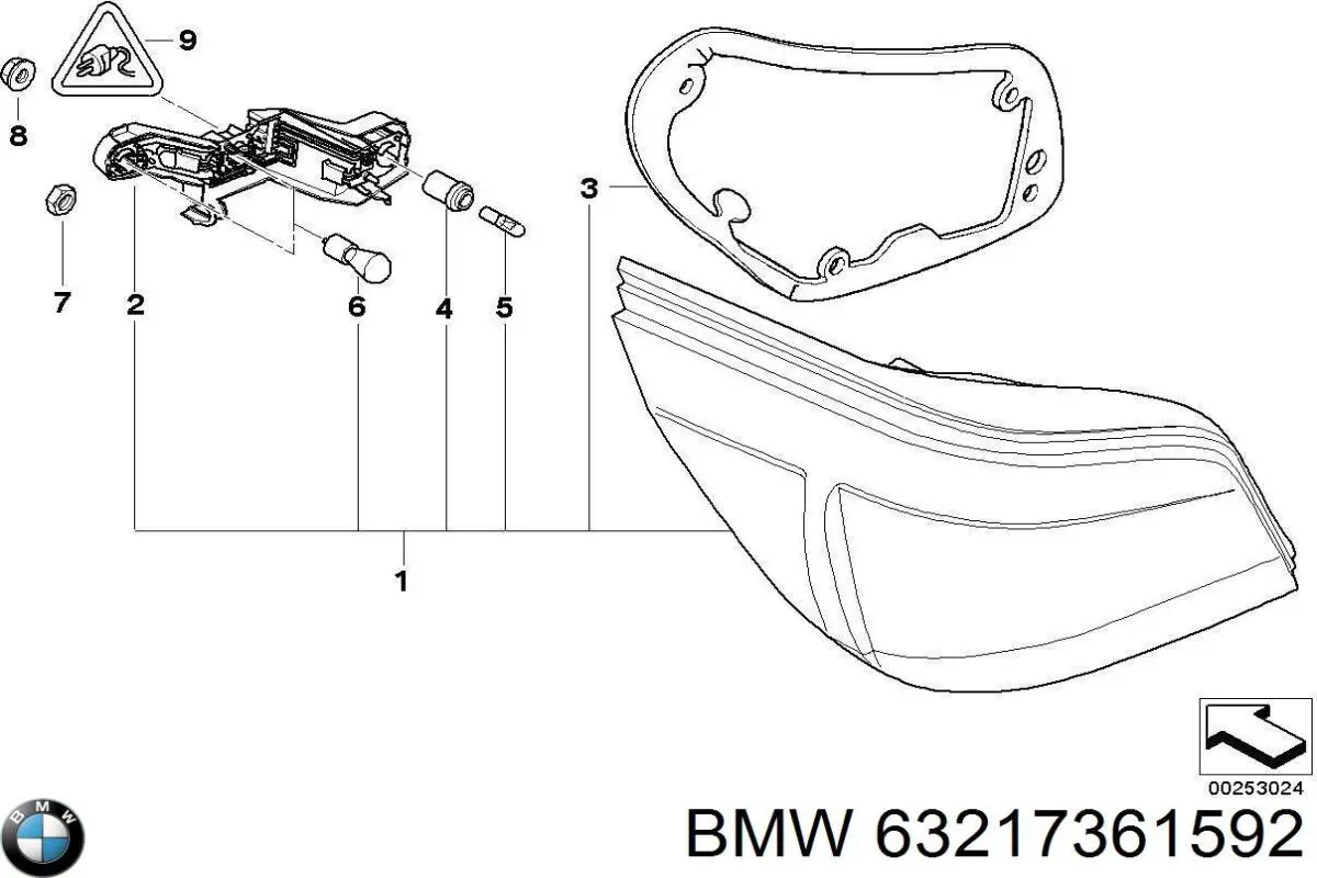 Lampa zespolona tylna prawa BMW 63217361592 cena, od 119,18 USD