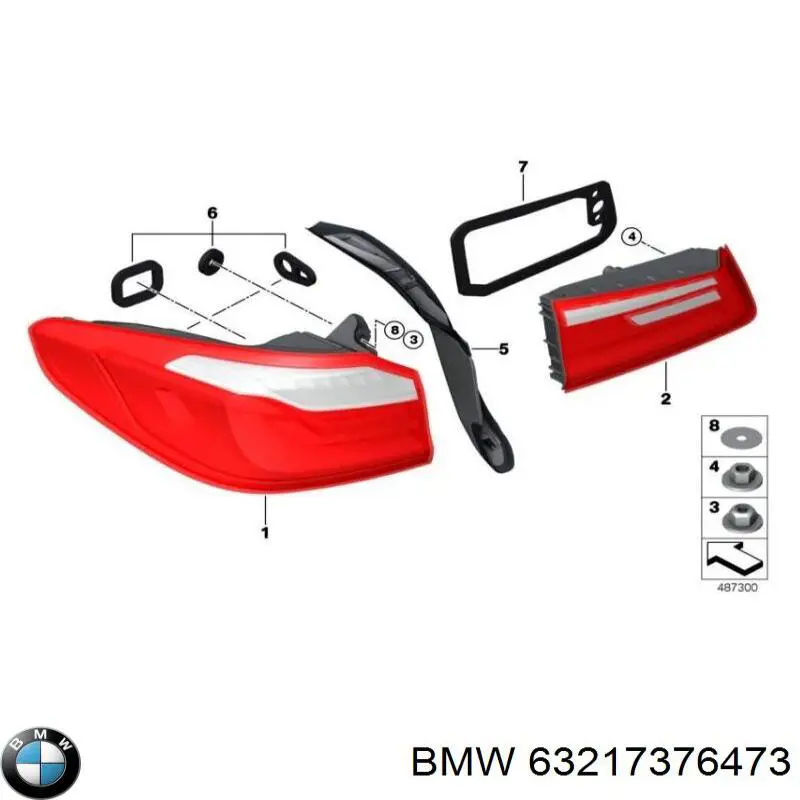 Lampa zespolona tylna lewa wewnętrzna BMW 63217376473 cena, od 54,90 USD
