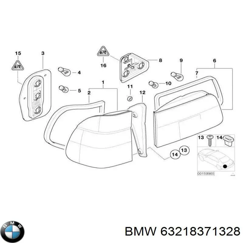 Lampa zespolona tylna prawa zewnętrzna BMW 8361672 cena, od 74,91 USD