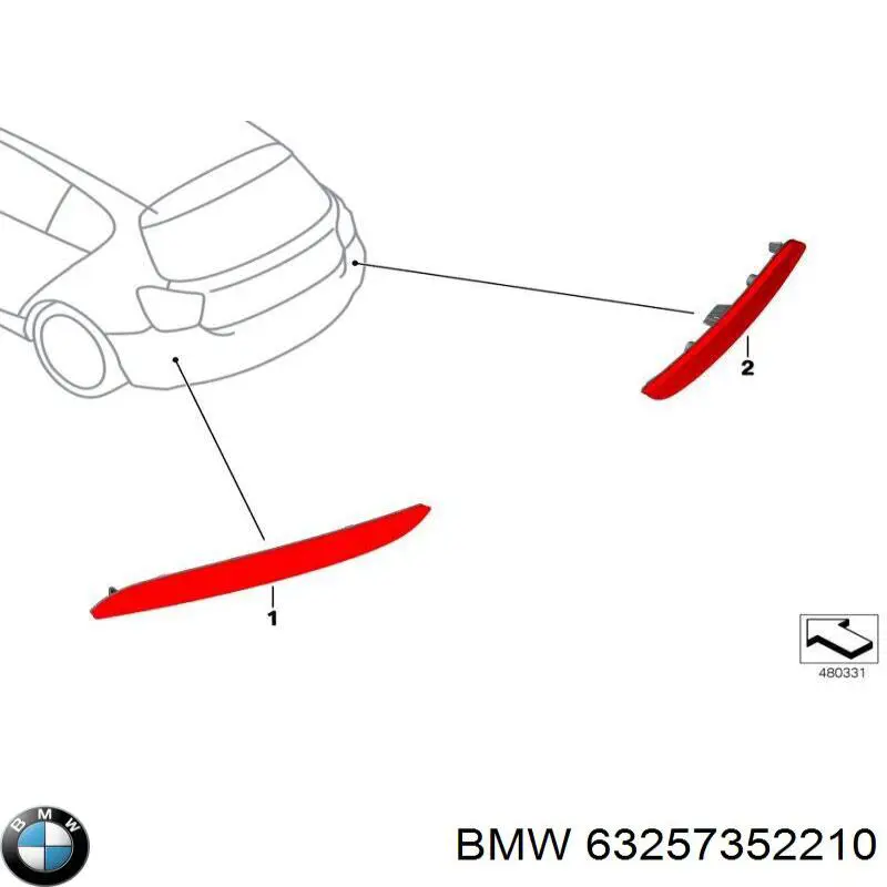 Lampa odblaskowa zderzaka tylnego prawa BMW 63257352210 cena, od 30,26 USD