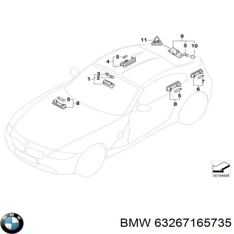 63267165735 BMW Lampa oświetlenia tylnej tablicy rejestracyjnej