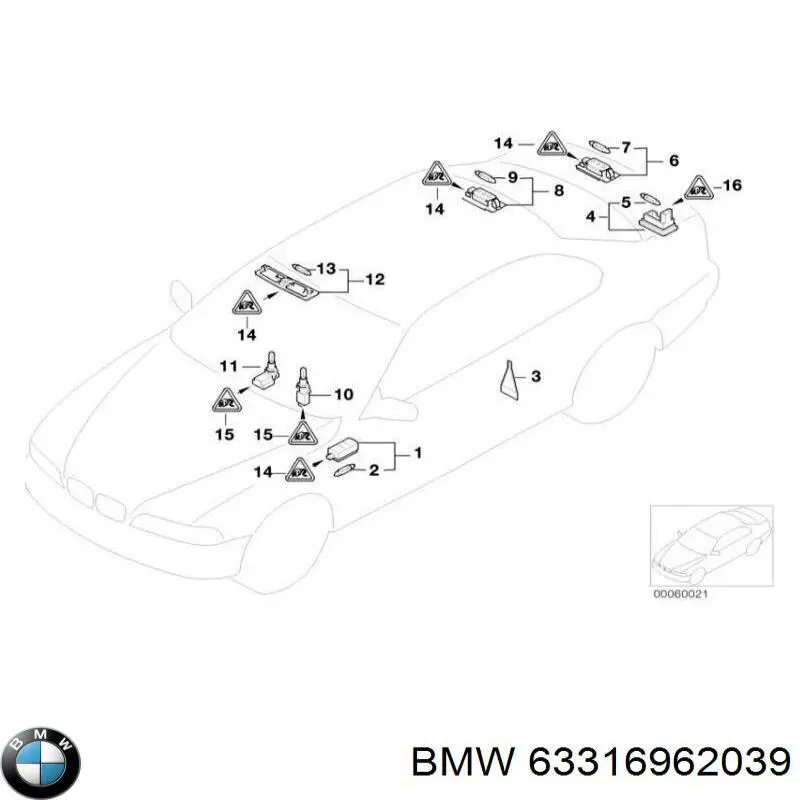 Lampka oświetlenia kabiny BMW 63316962039 cena, od 17,79 USD