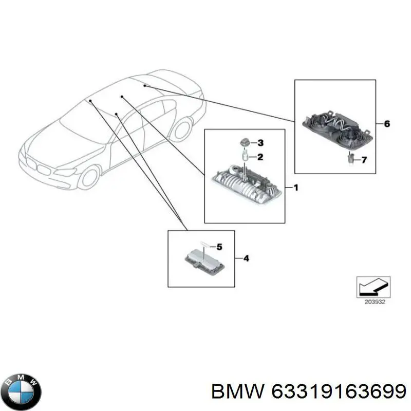 63319163699 BMW Lampka oświetlenia kabiny
