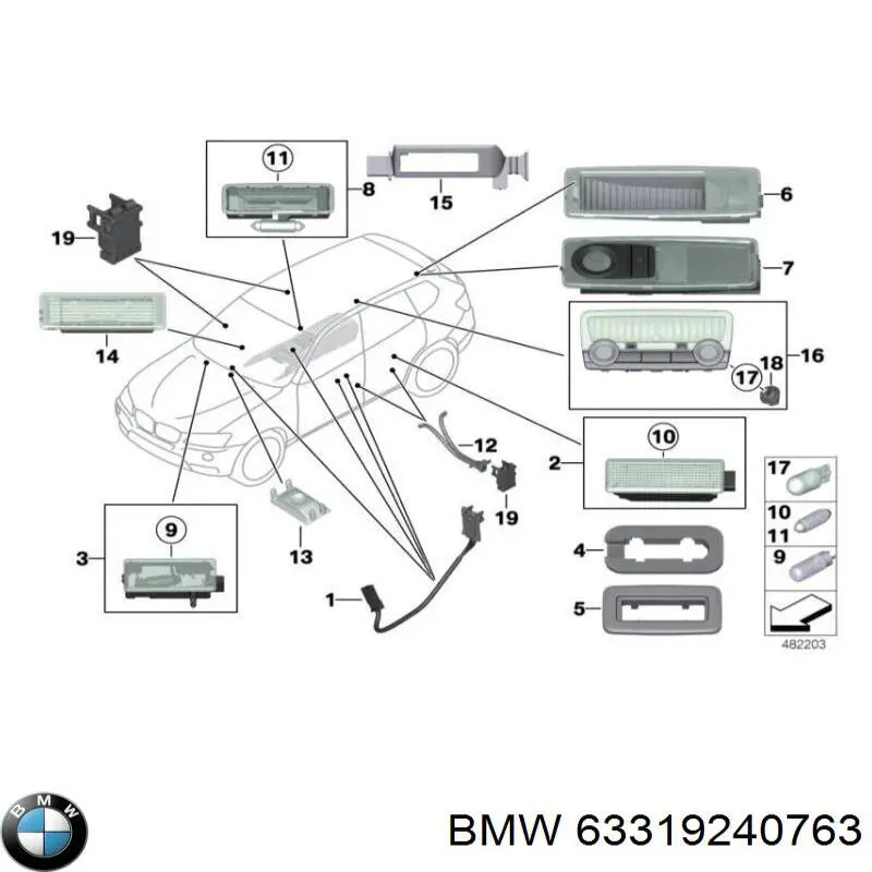 63319240763 BMW Lampka oświetlenia kabiny