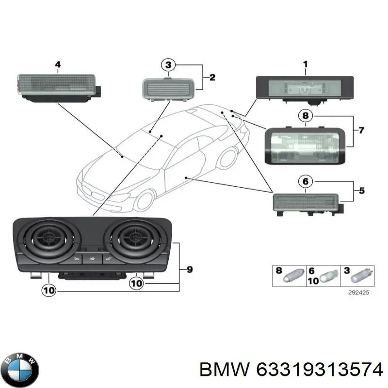 Lampa podświetlania w drzwiach BMW 63319313574 cena, od 32,00 USD