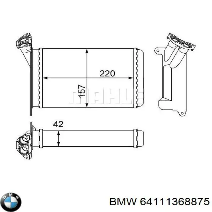 64111368875 BMW chłodnica nagrzewnicy (ogrzewacza)