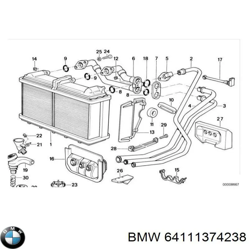 Pierścień uszczelniający rurkę chłodnicy nagrzewnicy do BMW 7 (E38)