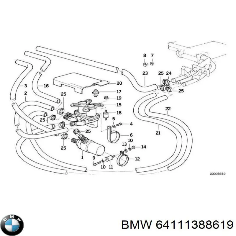 Zawór nagrzewnicy (ogrzewacza) BMW 64111388619 cena, od 74,91 USD