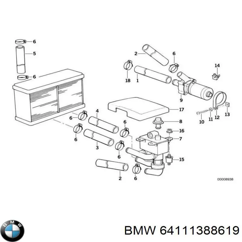 Do koszyka 64111388619 BMW Zawór nagrzewnicy (ogrzewacza)