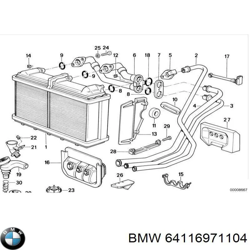 Chłodnica nagrzewnicy (ogrzewacza) BMW 64116971104 cena, od 48,82 USD