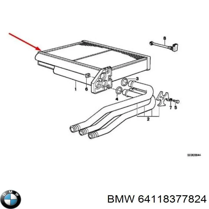 Do koszyka 64118377824 BMW Pierścień uszczelniający rurkę chłodnicy nagrzewnicy
