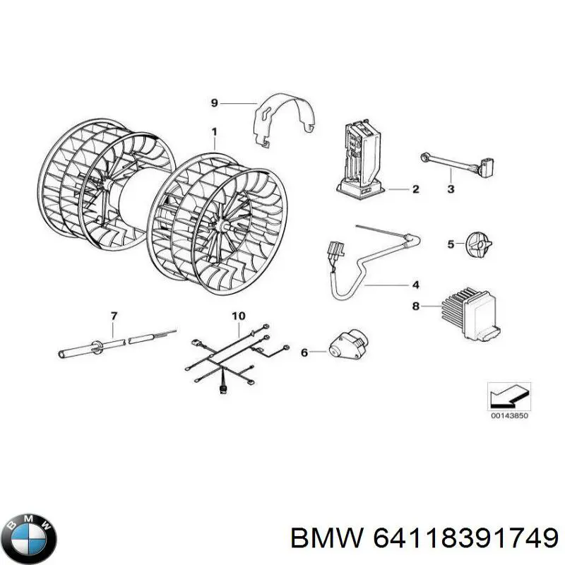Do koszyka 64118391749 BMW Rezystor wentylatora nagrzewnicy (ogrzewacza kabiny)