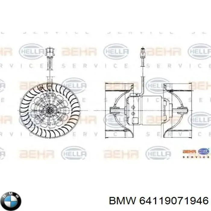Silniczek wentylatora nagrzewnicy (ogrzewacza wnętrza) BMW 64119071946 cena, od 86,08 USD