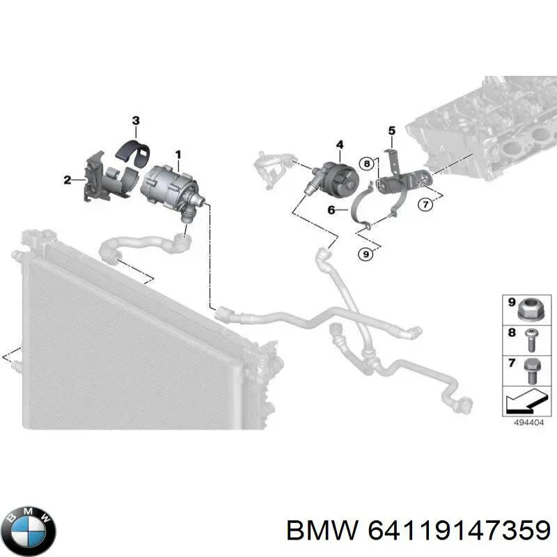 Pompa chłodzenia wodą, dodatkowa elektryczna BMW 64119147359 cena, od 81,06 USD