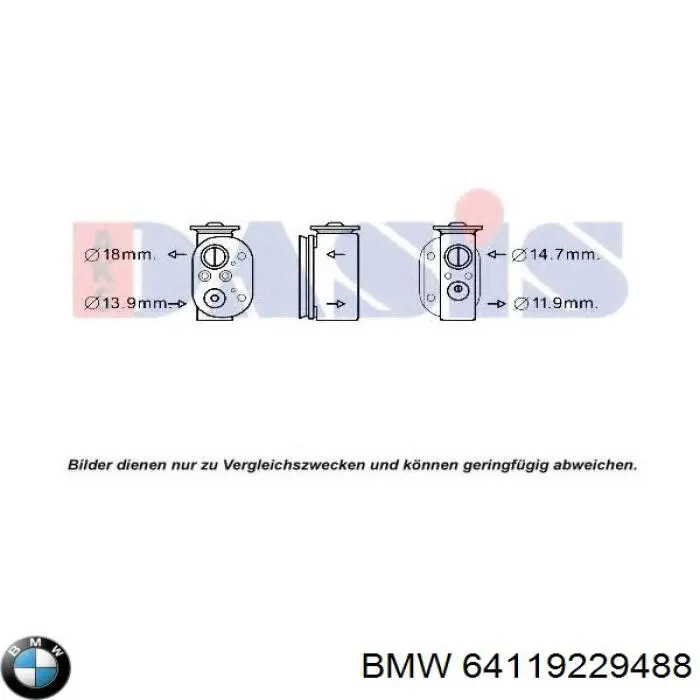 64119229488 BMW Zawór termostatyczny klimatyzacji