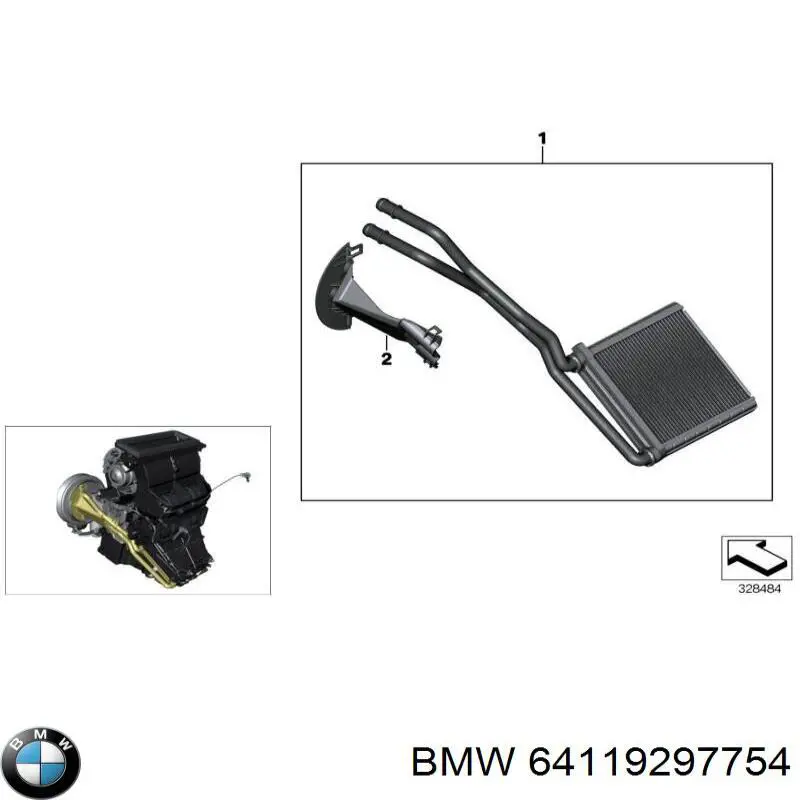 64119297754 BMW chłodnica nagrzewnicy (ogrzewacza)