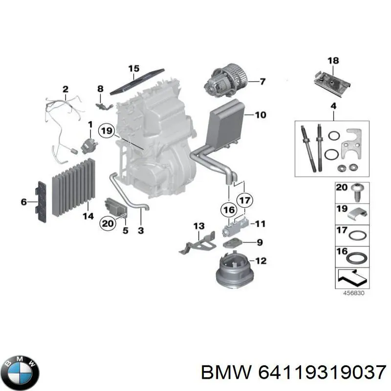 64119319037 BMW Silniczek klapy nagrzewnicy