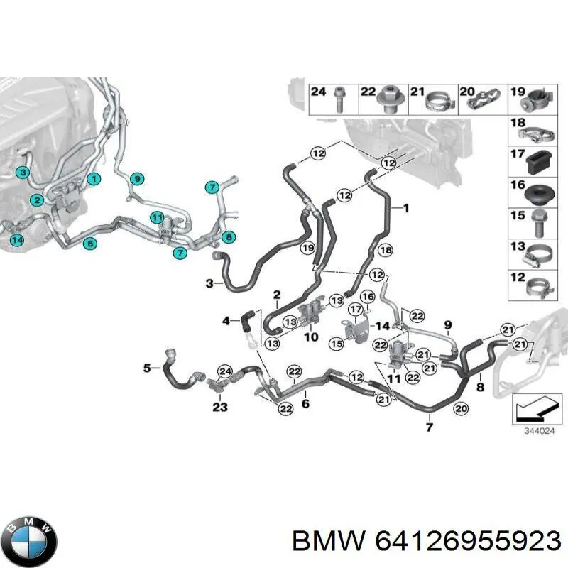 64126955923 BMW Przewód (króciec) układu chłodzenia