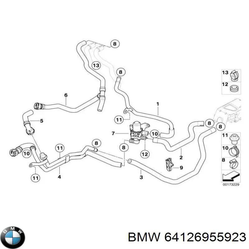 Przewód (króciec) układu chłodzenia BMW 64126955923 cena, od 64,44 USD