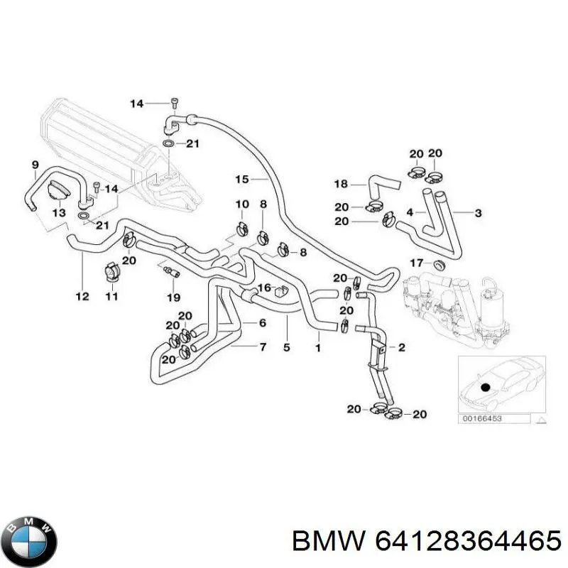 Przewód chłodnicy ogrzewacza (nagrzewnicy), zwrotny do BMW 5 (E39)