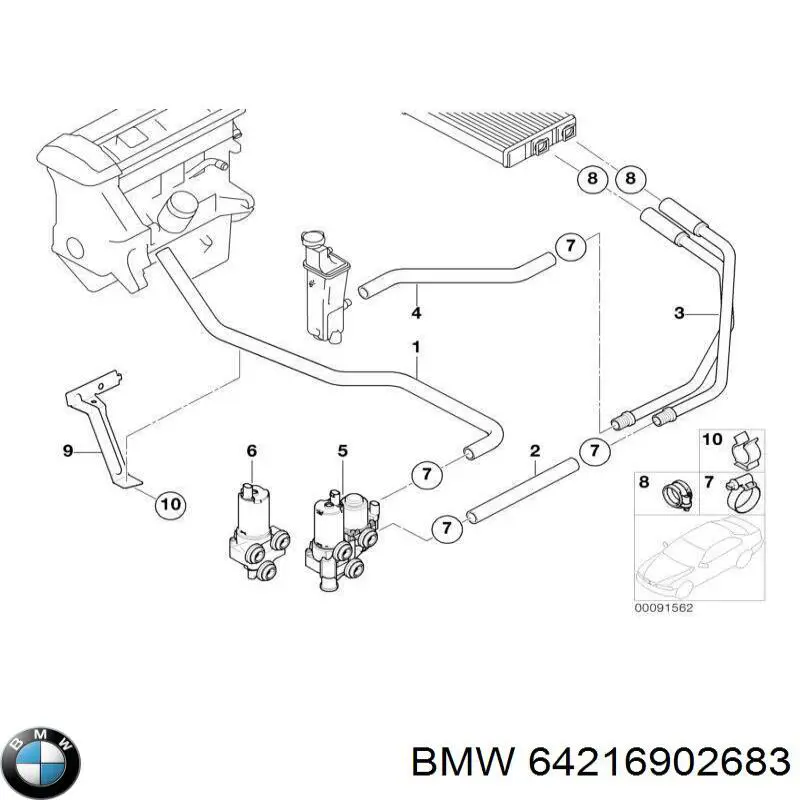 Do koszyka 64216902683 BMW Przewód (króciec) układu chłodzenia
