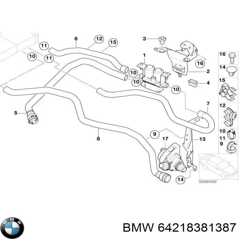 64218381387 BMW Przewód (króciec) układu chłodzenia