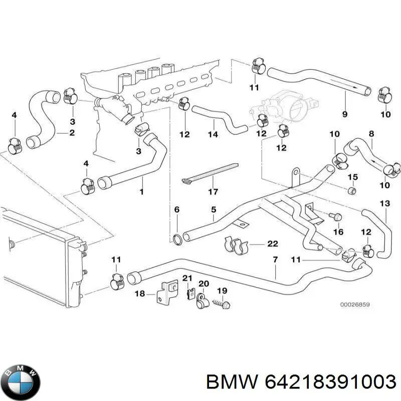 64218391003 BMW Przewód (króciec) układu chłodzenia