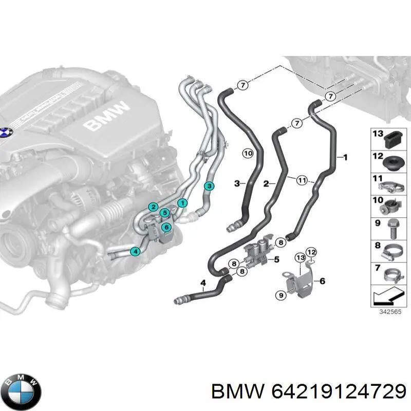 64219124729 BMW Przewód (króciec) układu chłodzenia