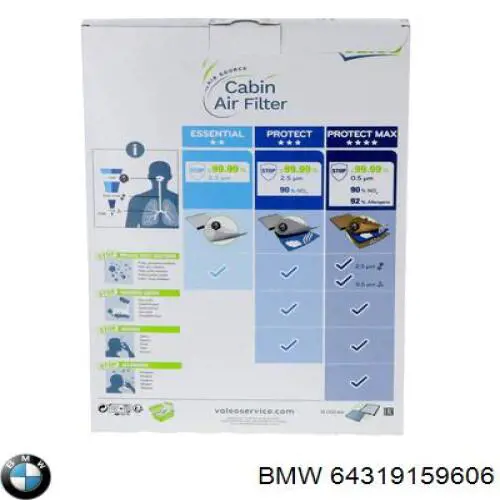 Filtr kabiny BMW 64319159606 cena, od 55,56 USD