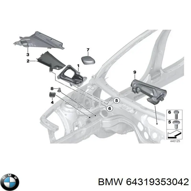 64319353042 BMW Podszybie szyby czołowej