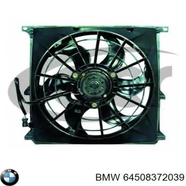 Do koszyka 64508372039 BMW Dyfuzor chłodnicy klimatyzacji, w komplecie z wirnikiem i silnikiem