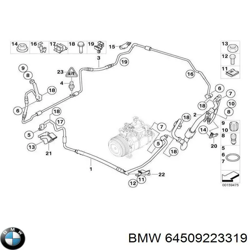 Przewód klimatyzacji, od sprężarki do chłodnicy BMW 64509223319 cena, od 119,18 USD