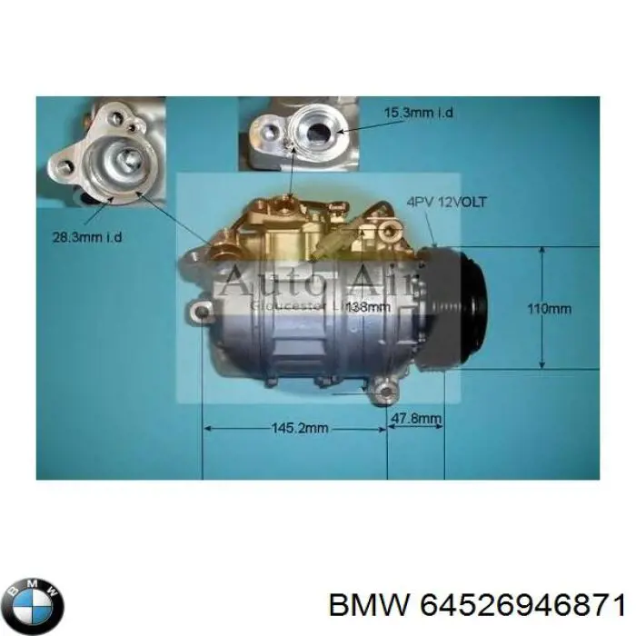 Sprężarka klimatyzacji BMW 64526946871 cena, od 431,42 USD