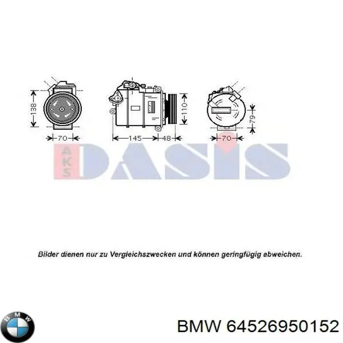 Sprężarka klimatyzacji BMW 64526950152 cena, od 354,39 USD