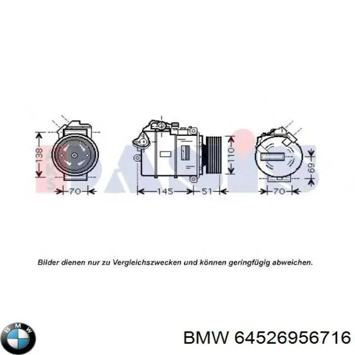 Sprężarka klimatyzacji BMW 64526956716 cena, od 397,93 USD
