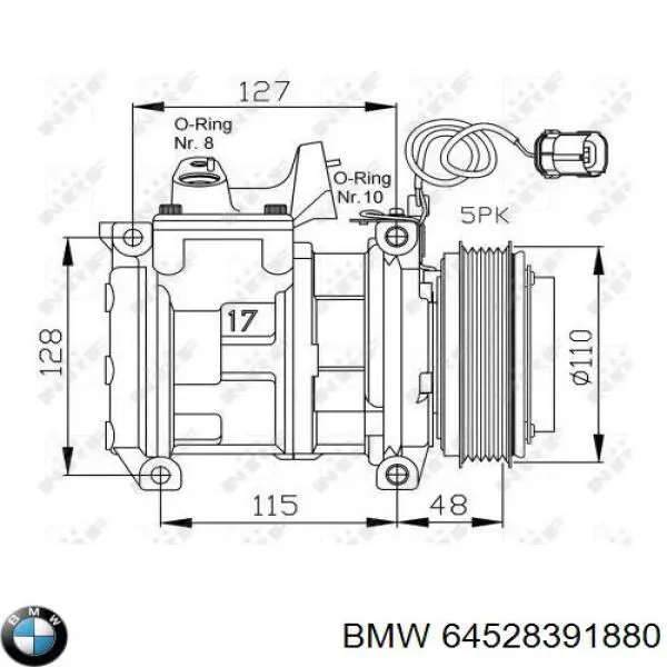 Sprężarka klimatyzacji BMW 64528391880 cena, od 152,45 USD
