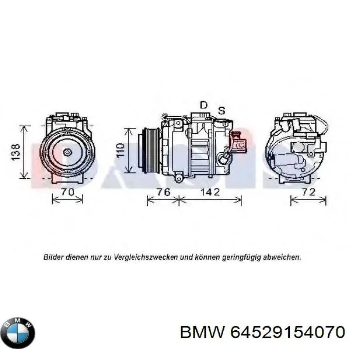 Sprężarka klimatyzacji 64529154070 BMW