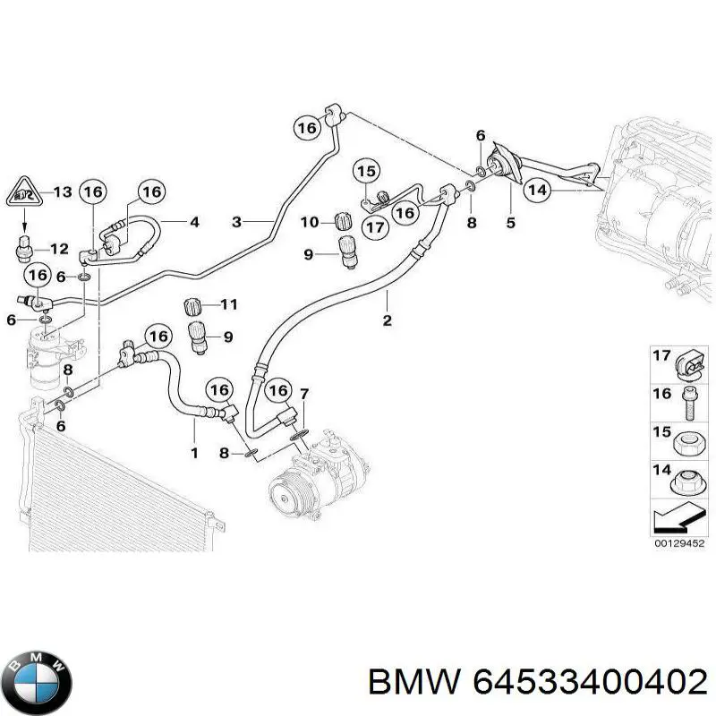 Przewód klimatyzacji, od sprężarki do chłodnicy do BMW X3 (E83)