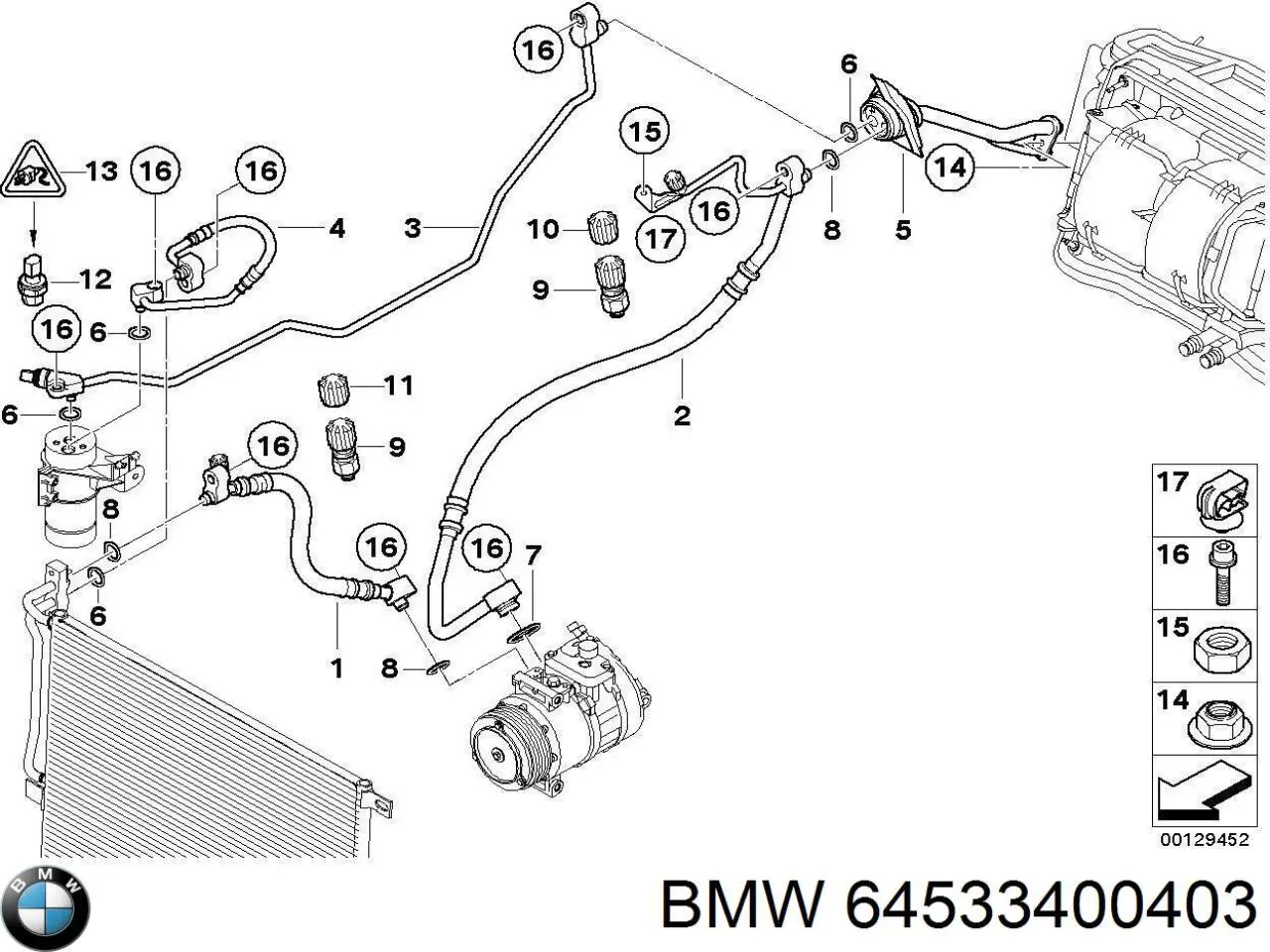 64533400403 BMW Przewód klimatyzacji, od chłodnicy do osuszacza